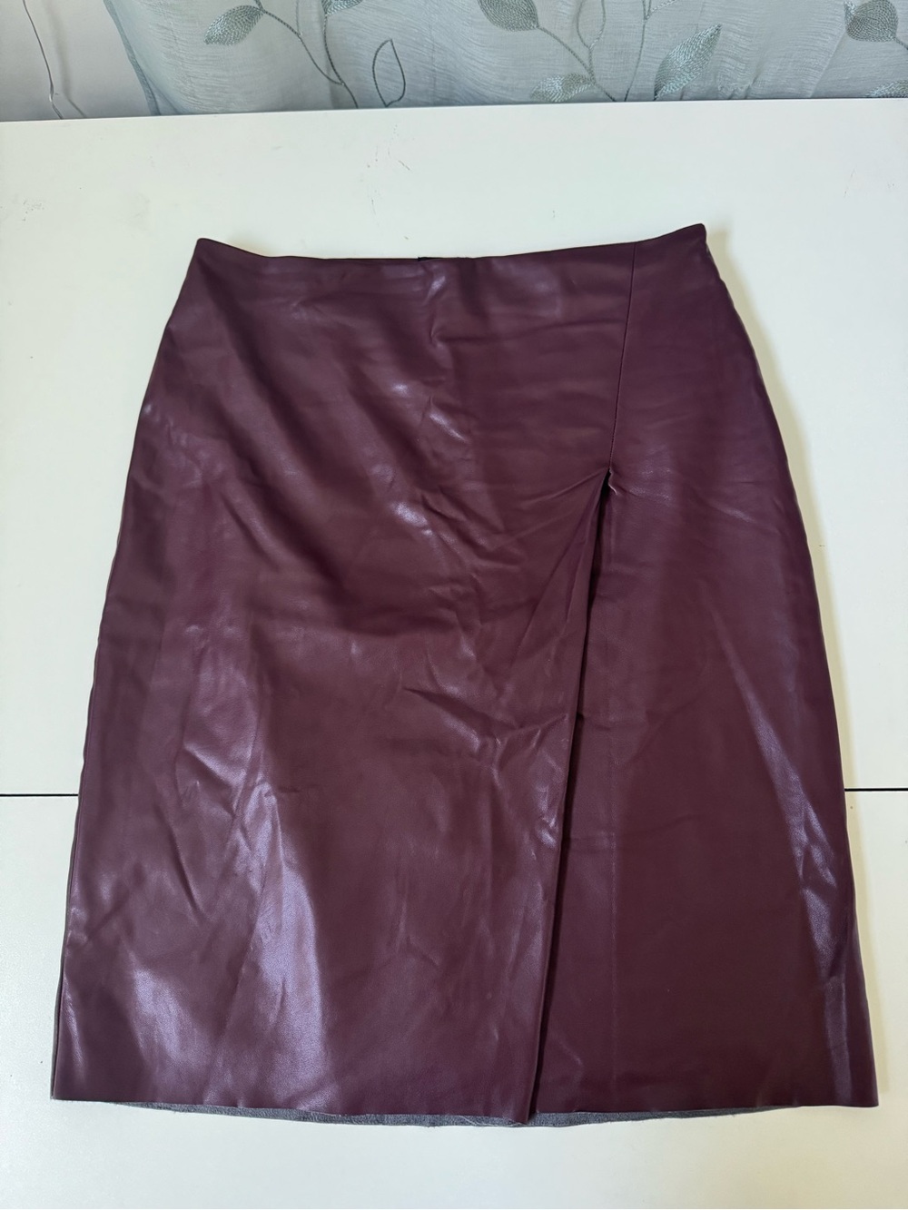 Ann Taylor Faux Leather Pencil Skirt in Deep Burgundy